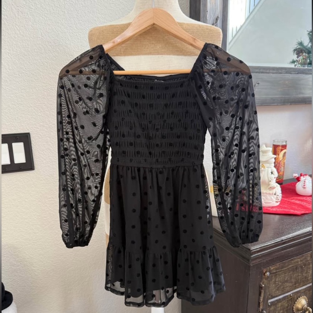 Girls Art class black polka dot dress 7